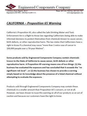 California - Proposition 65 Warning